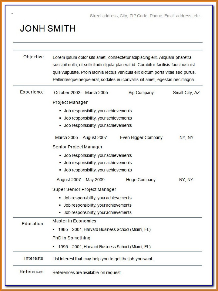 Free Download Resume Templates For Microsoft Word 2010