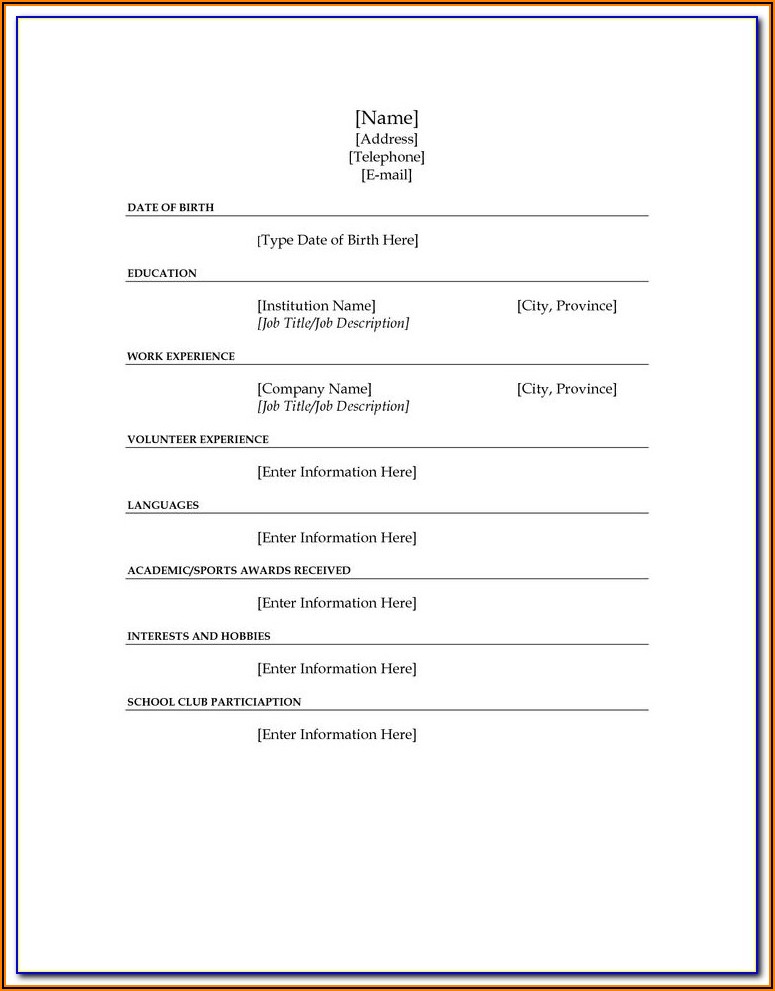 Free Fill In The Blank Printable Resume