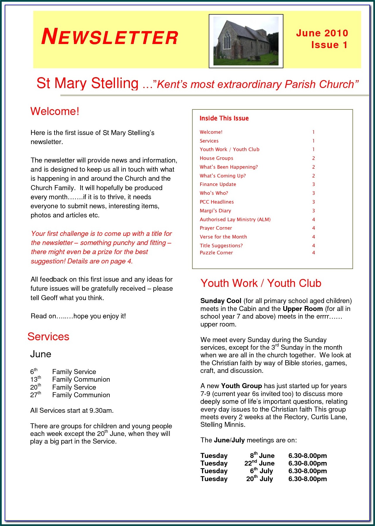 Free Printable Newsletter Templates For Church