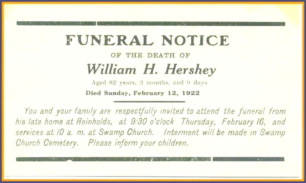 Funeral Service Announcement Sample