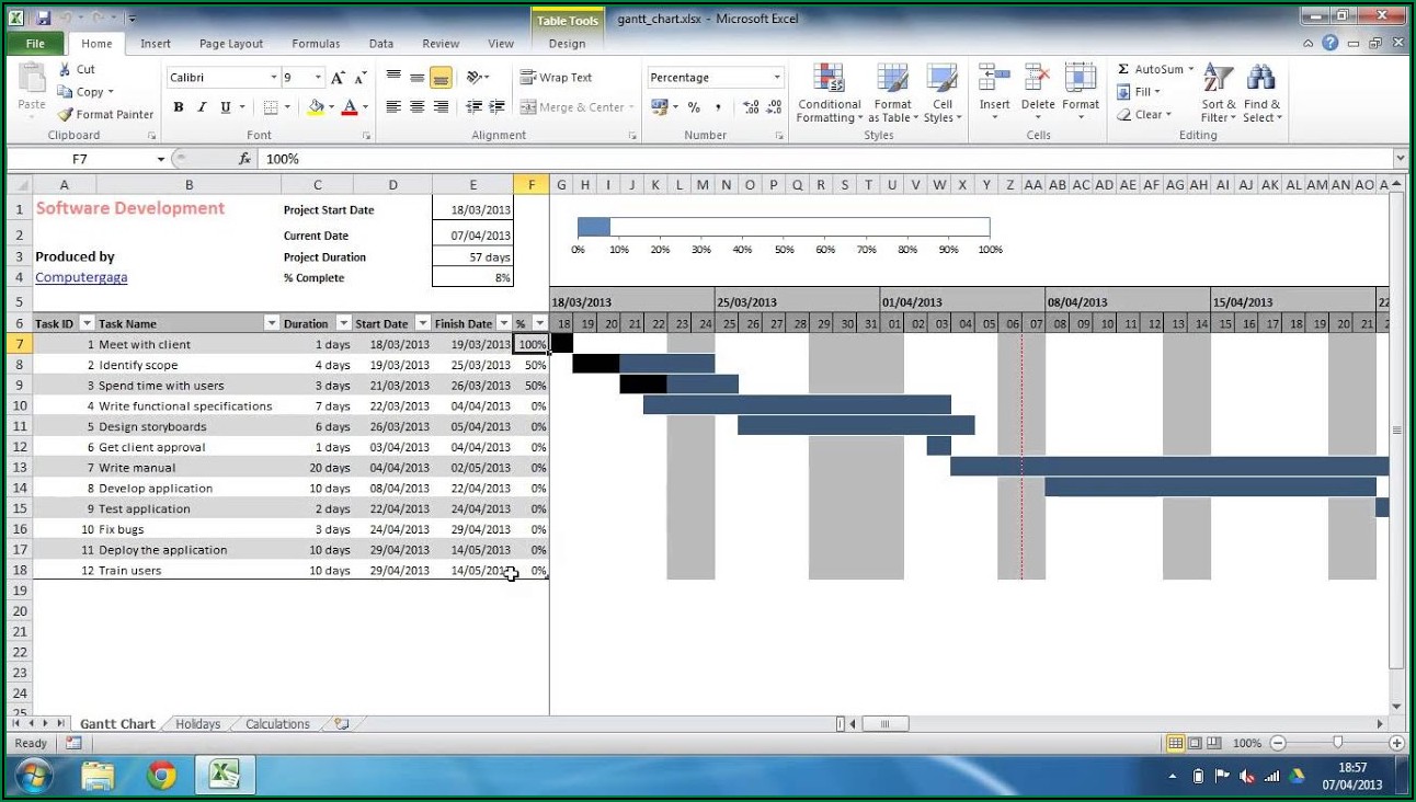 Gantt Chart Excel Format Free Download