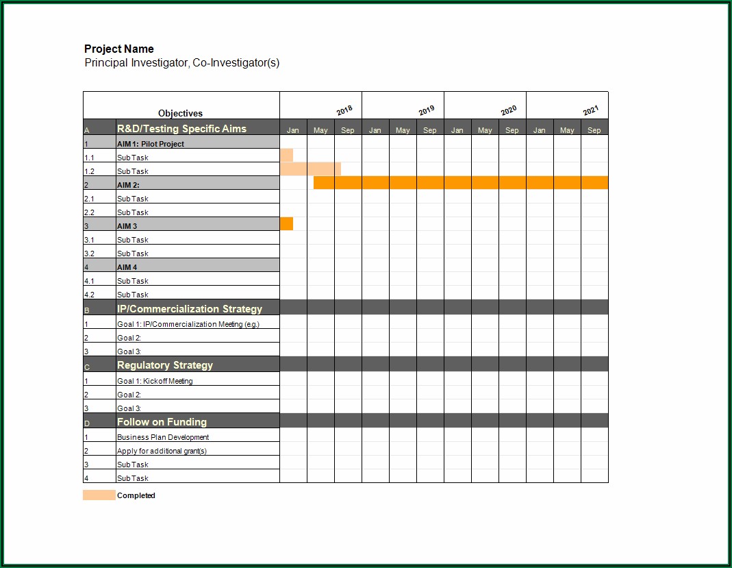 Gantt Chart Excel Template With Subtasks Free Download