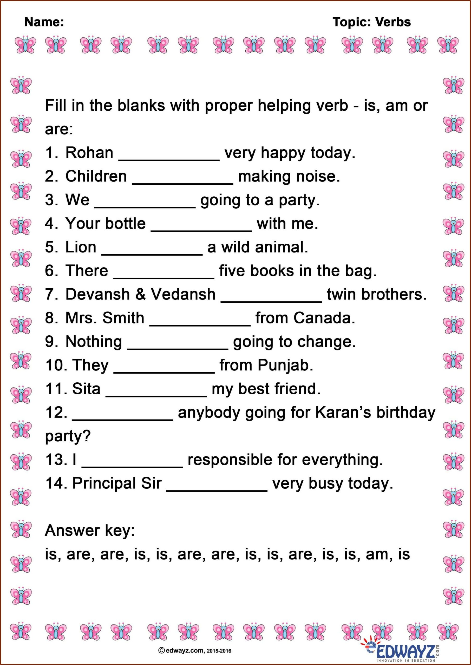 Grade 3 English Worksheets Verbs