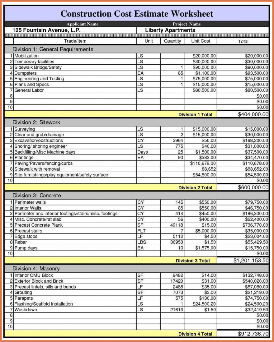 Home Renovation Budget Template Excel Free Download
