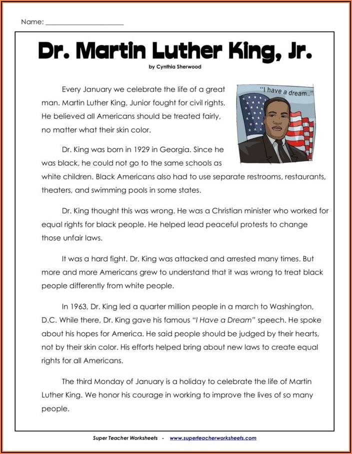 Martin Luther King Jr Worksheets 2nd Grade