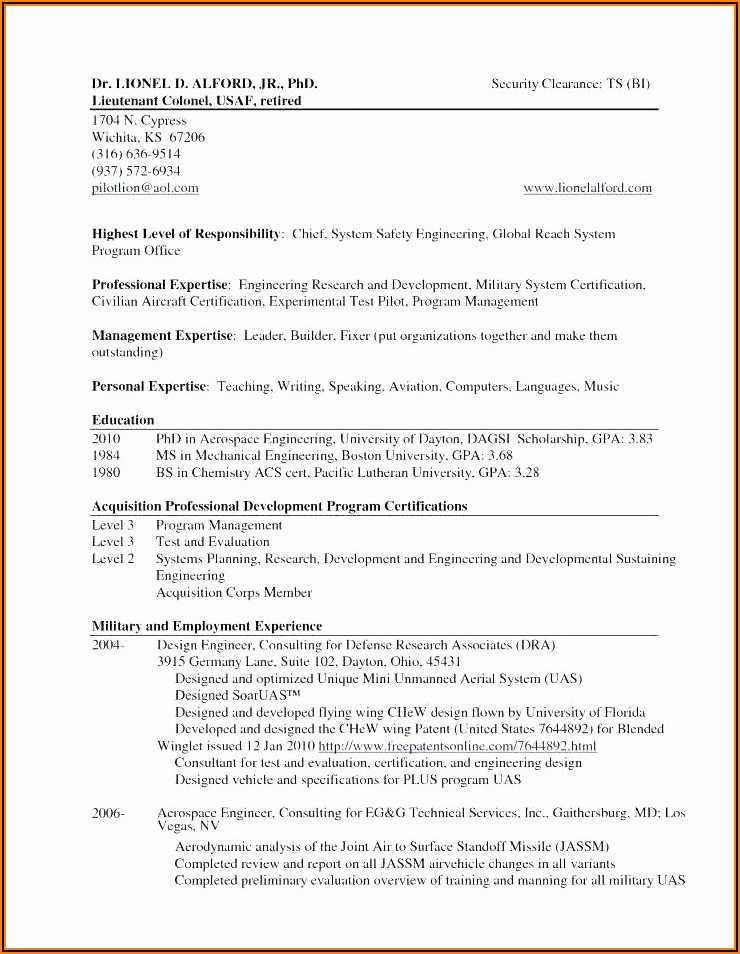 Military To Civilian Resume Examples