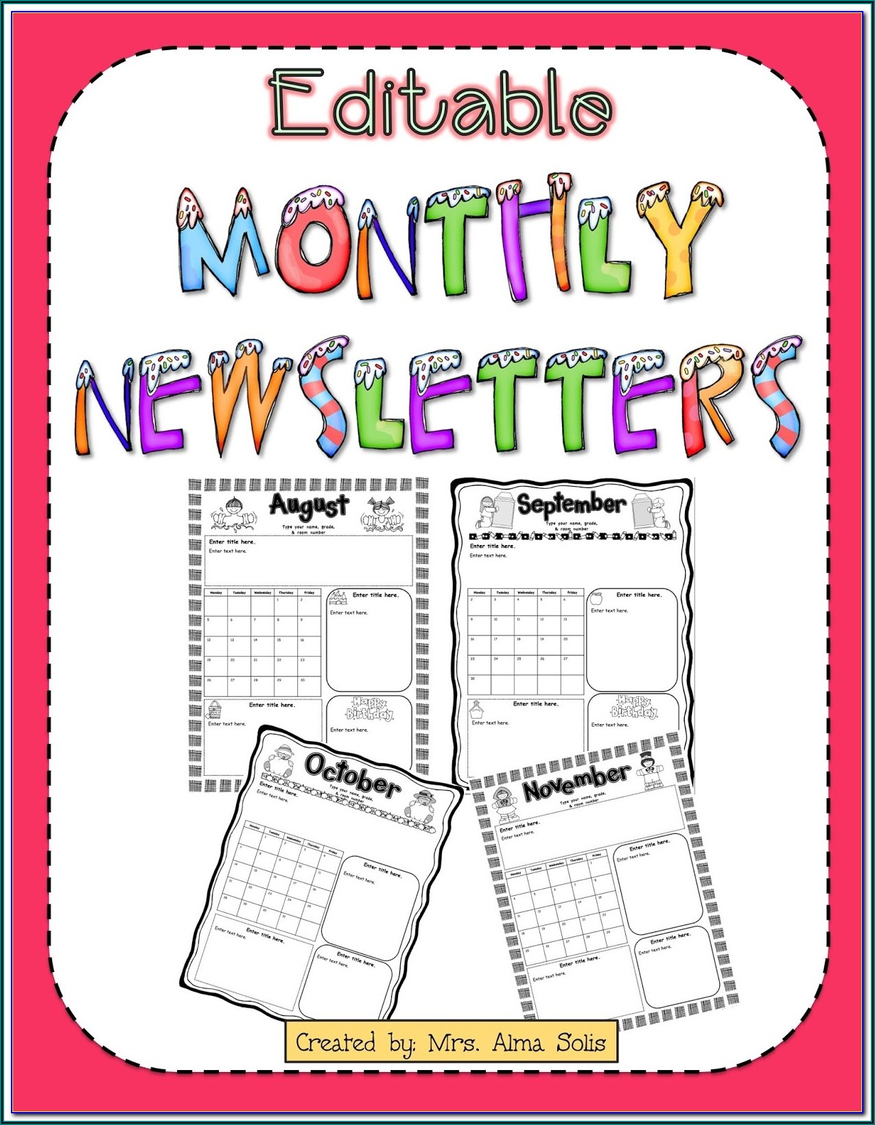 Monthly Newsletter Template For Teachers