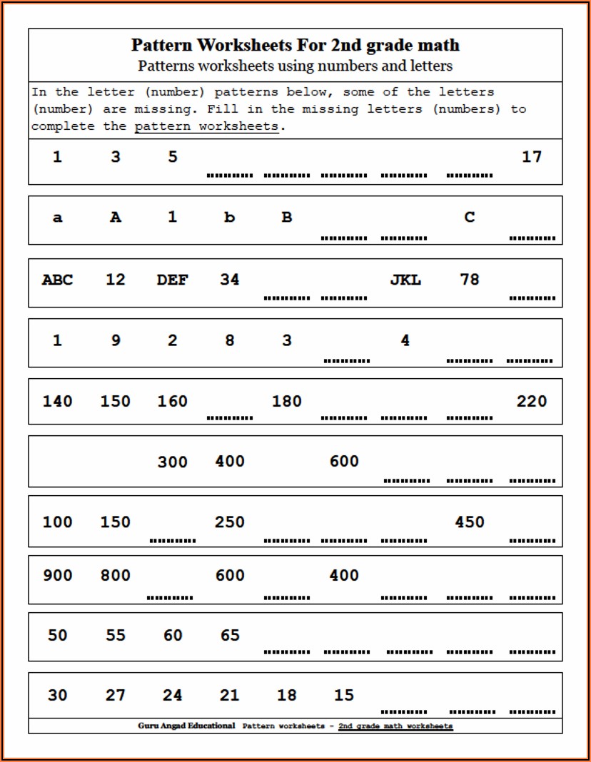 Number Patterns Worksheets Pdf Grade 3