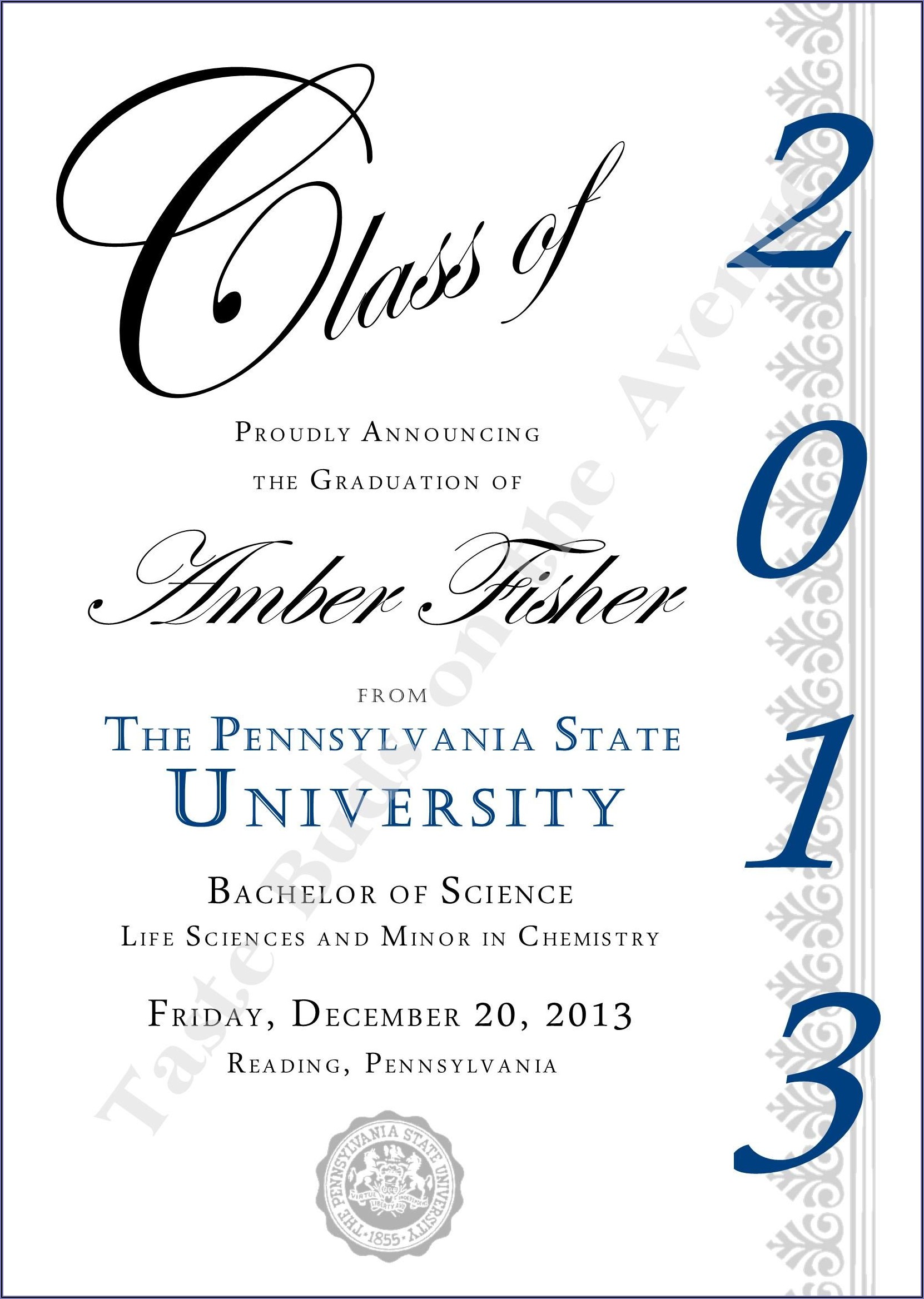 Penn State Graduation Invitation