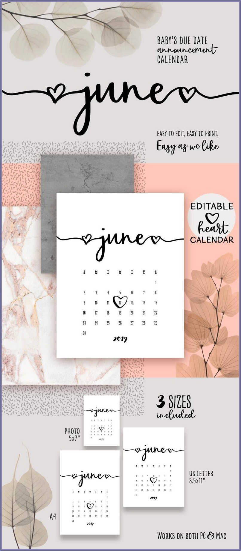 Pregnancy Announcement Calendar Printable Free