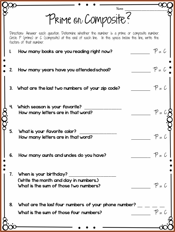 Prime And Composite Numbers Worksheet Grade 4