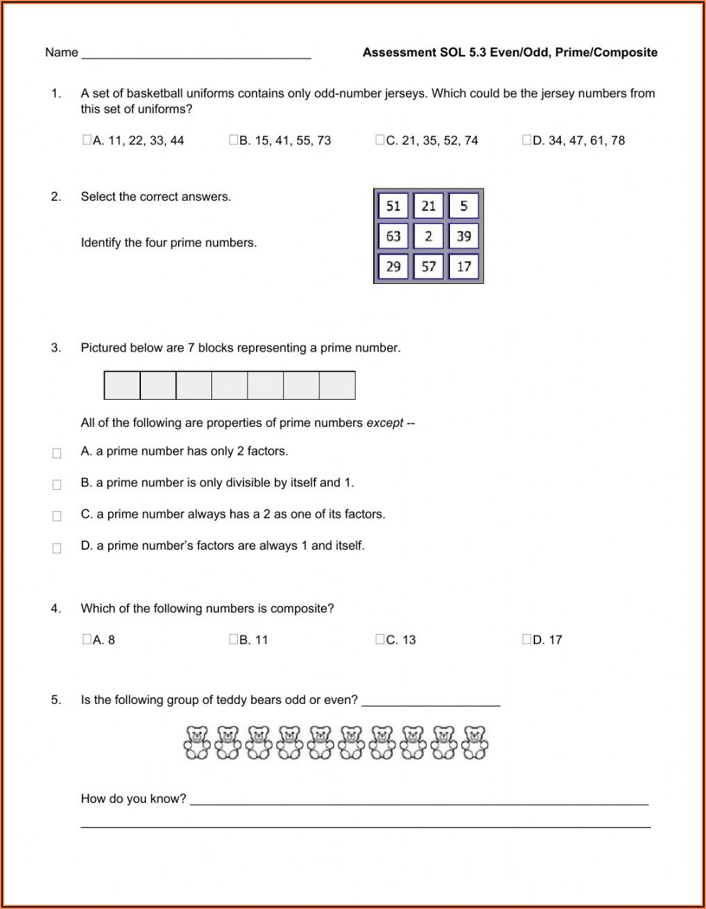 Prime And Composite Numbers Worksheet Grade 6 Pdf