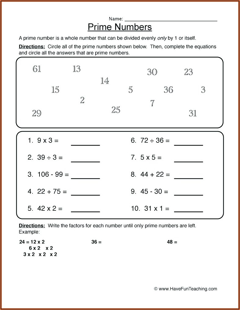 Prime And Composite Numbers Worksheet Year 6