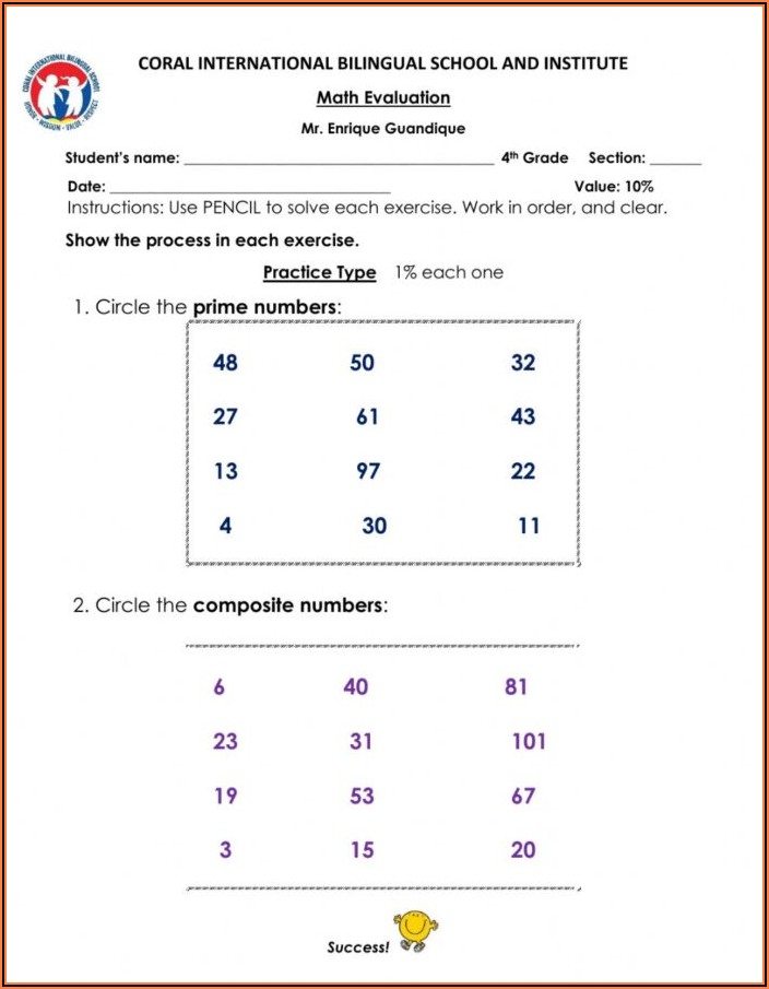 Prime And Composite Numbers Worksheet Year 7