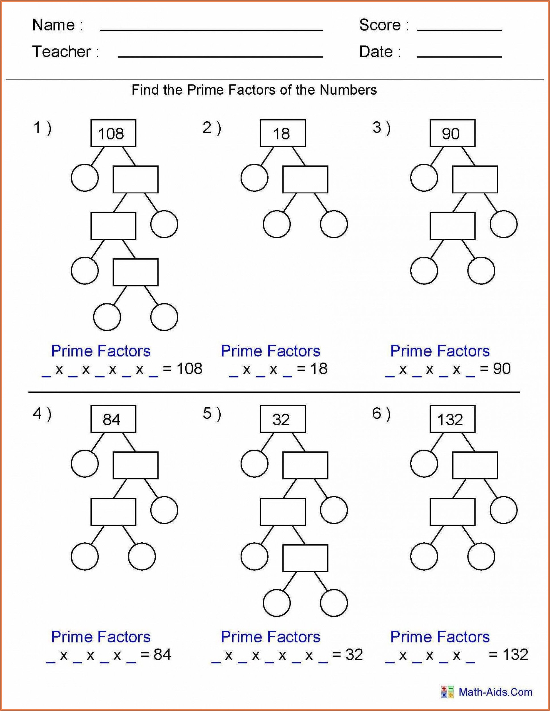Prime Composite Number Worksheets 7th Grade