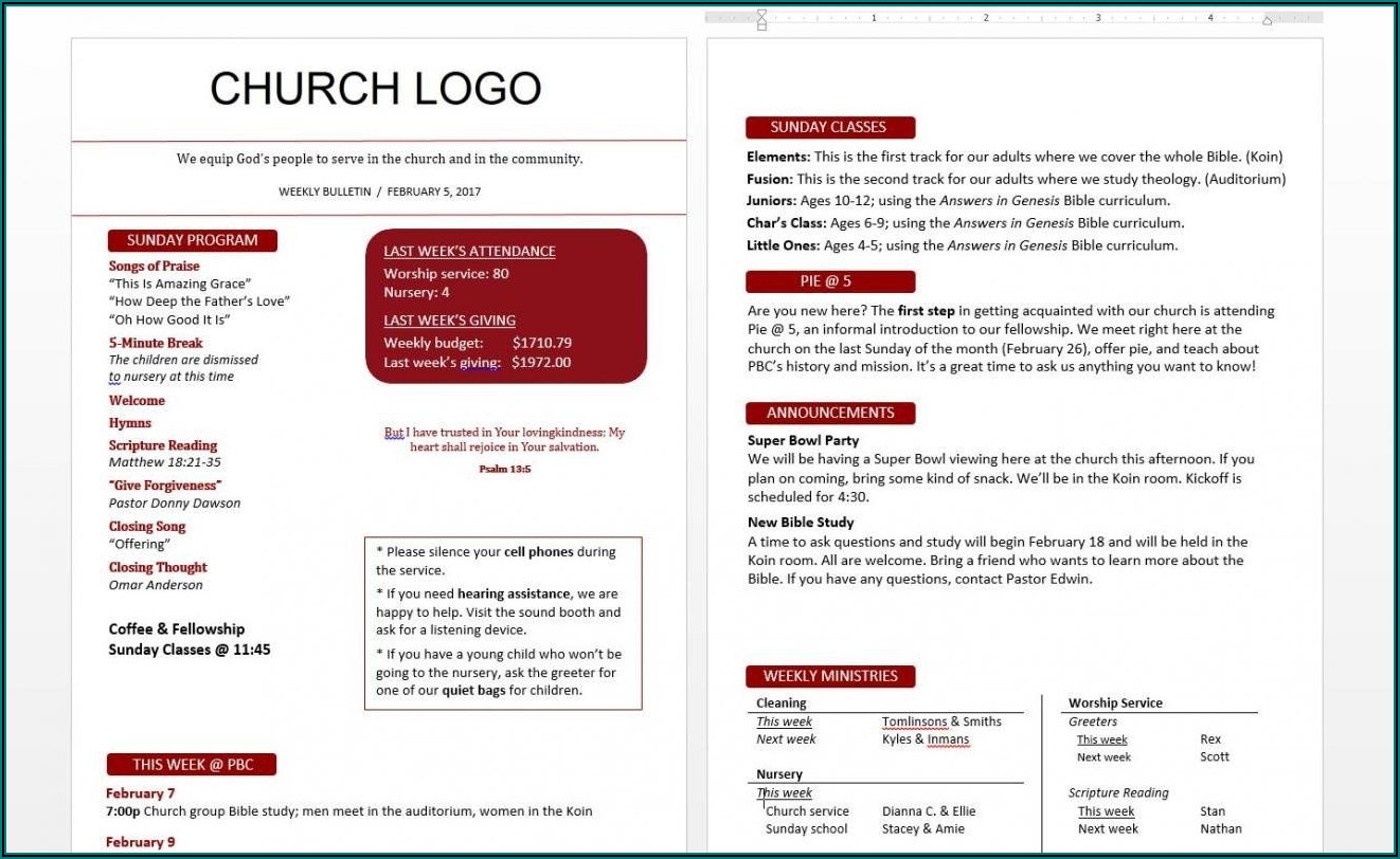 Printable Church Newsletter Templates Free
