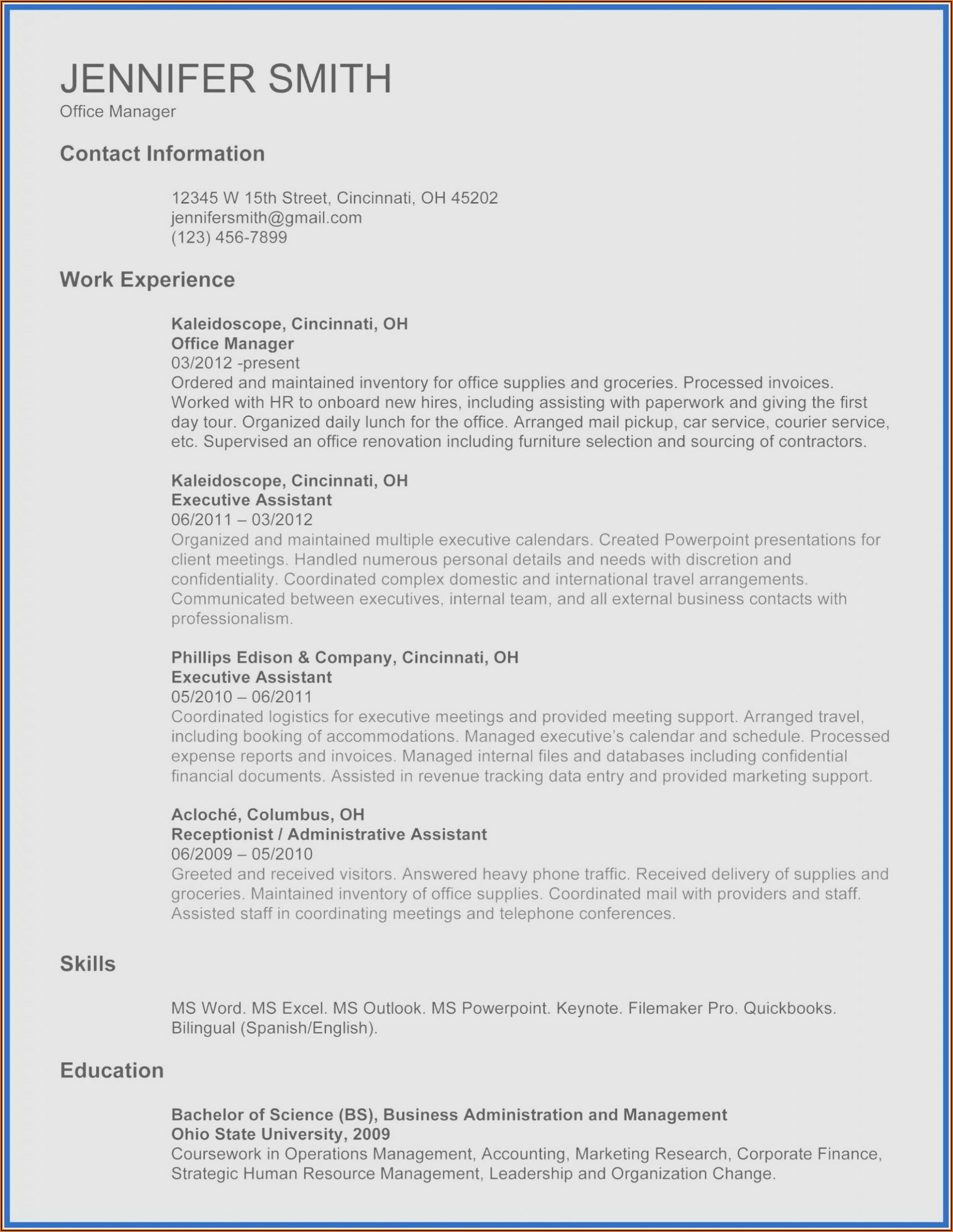Resume Layout Microsoft Word 2010