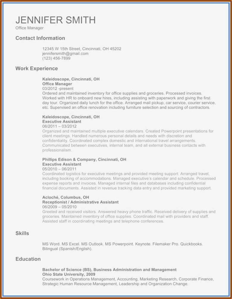 Resume Templates For Word 2010