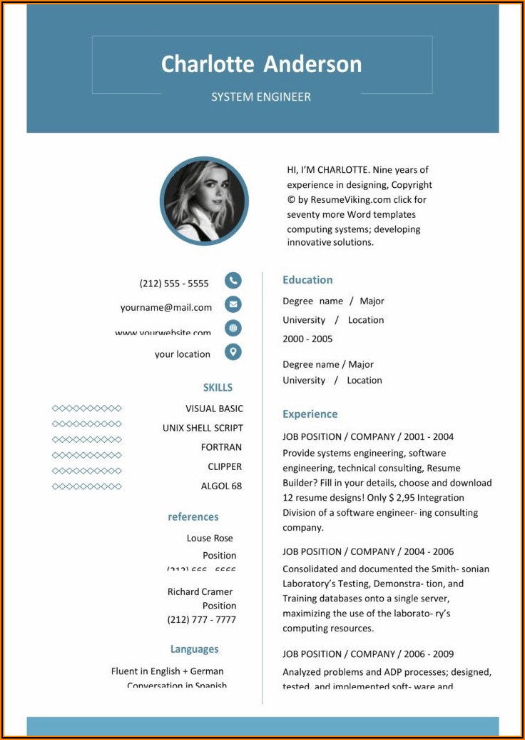 Resume Templates Ms Word Free Download