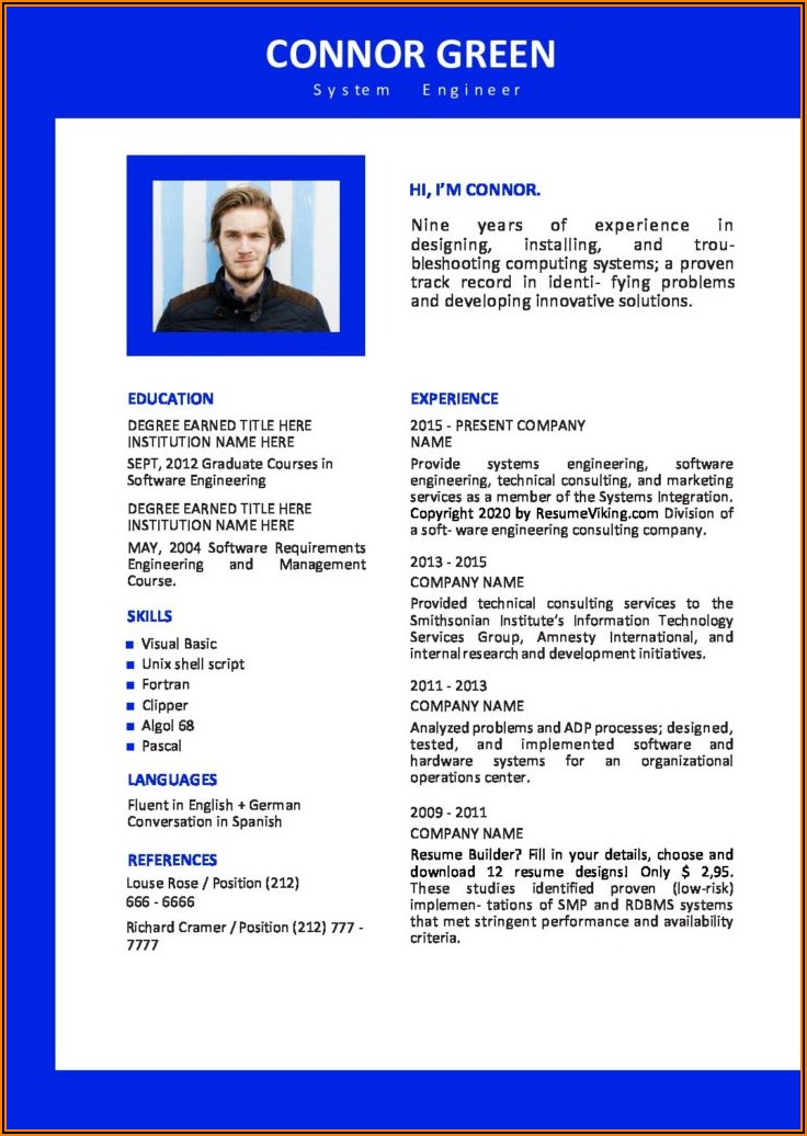 Resume Templates Word Free Download 2020