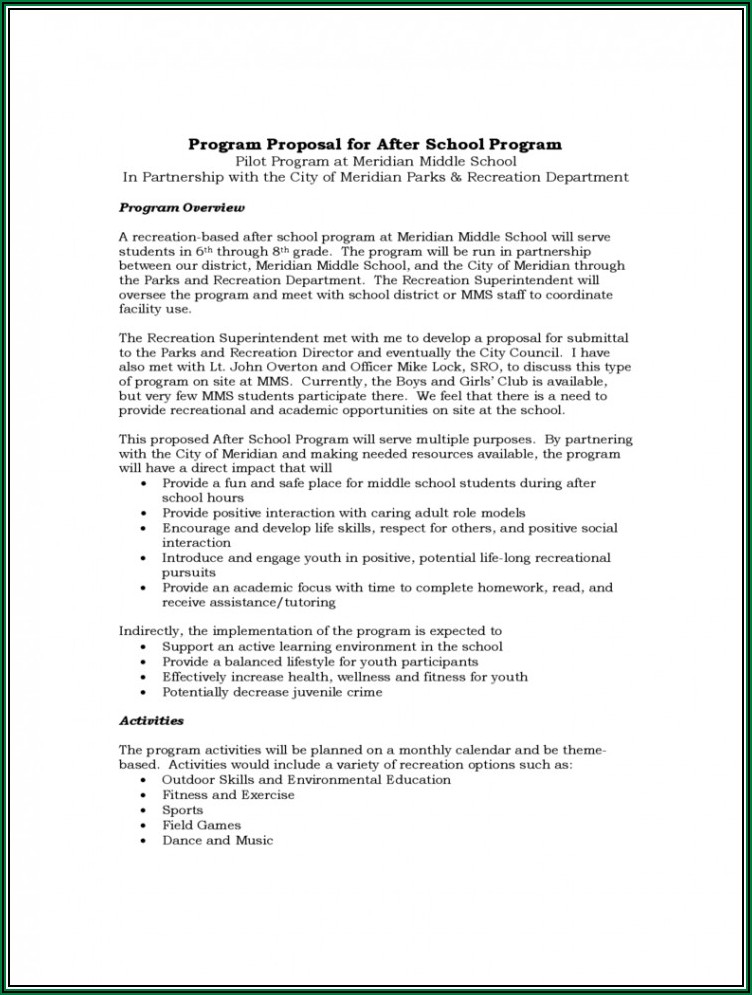 Sample Youth Program Proposal Pdf