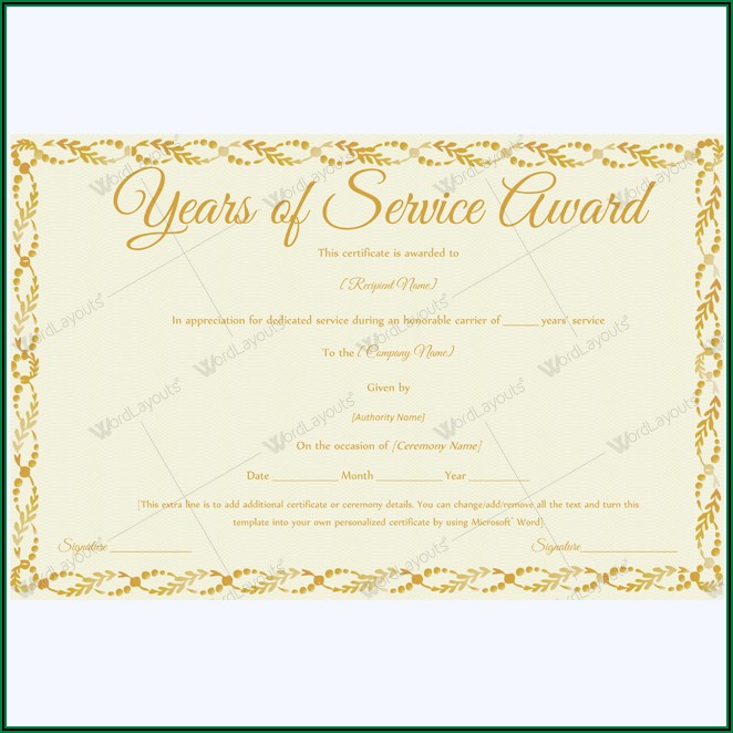 Service Award Certificate Templates