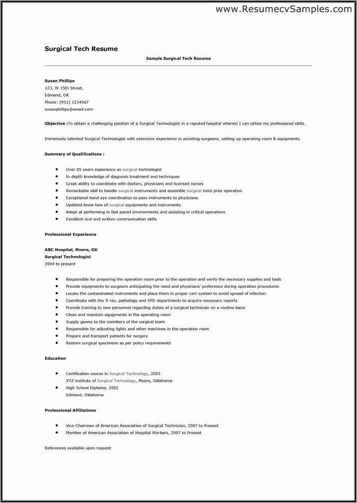 Surgical Tech Resume Cover Letter Examples