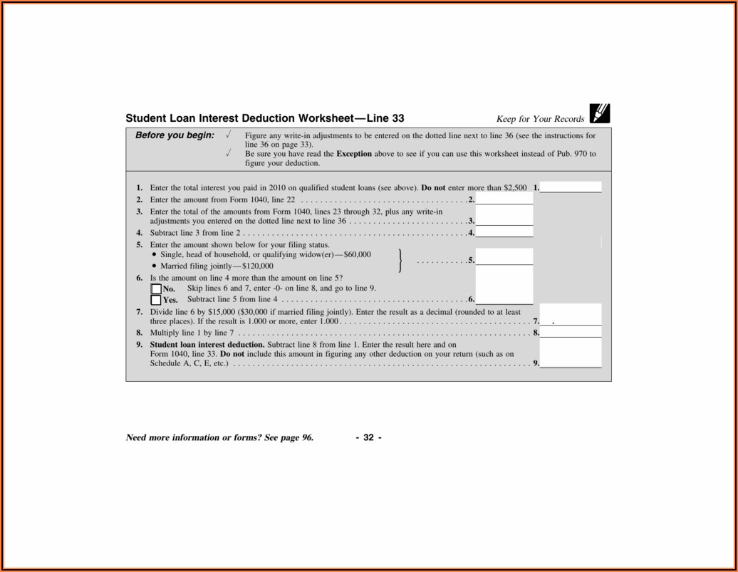 Tax And Interest Deduction Worksheet Turbotax