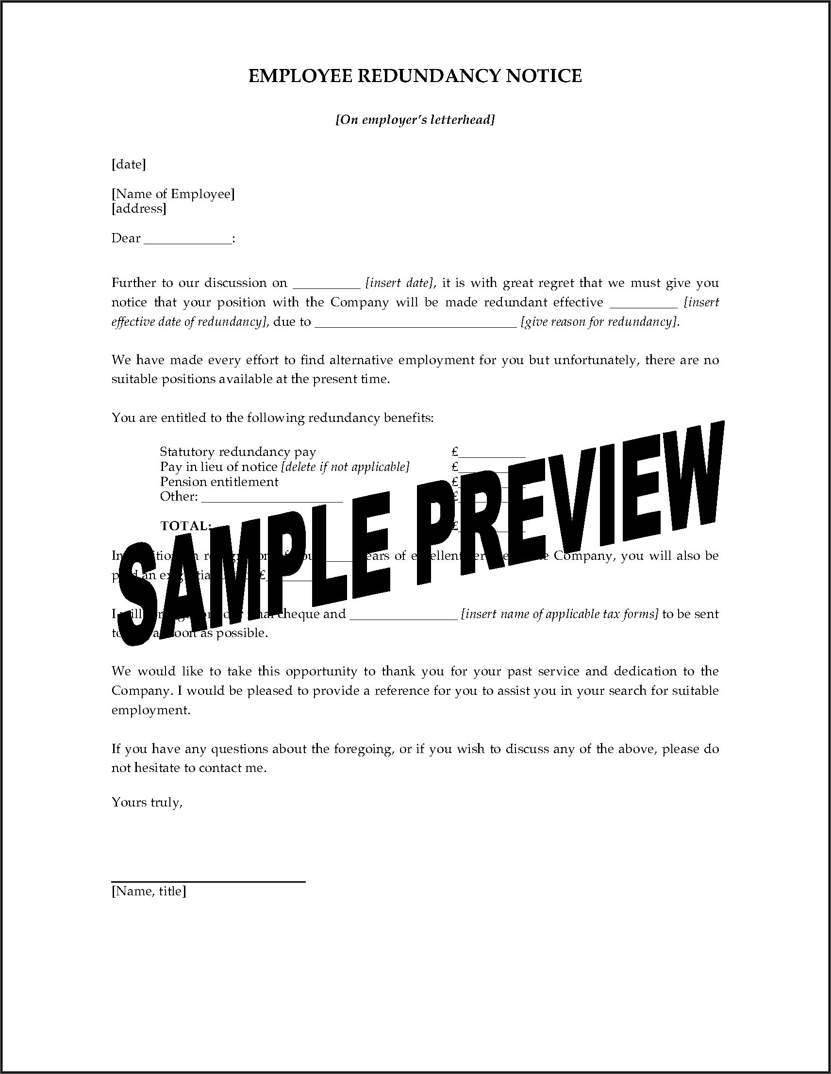 Termination Of Employment Contract Letter Template Uk
