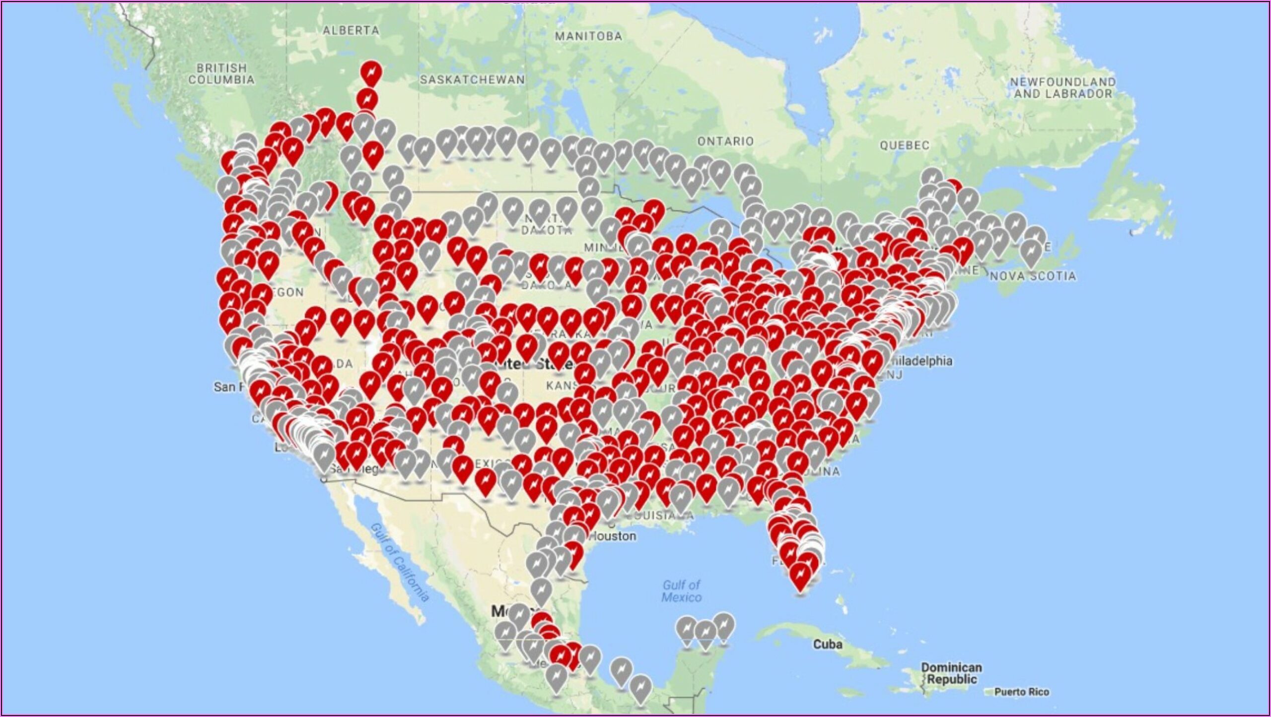 Tesla Supercharger Map America