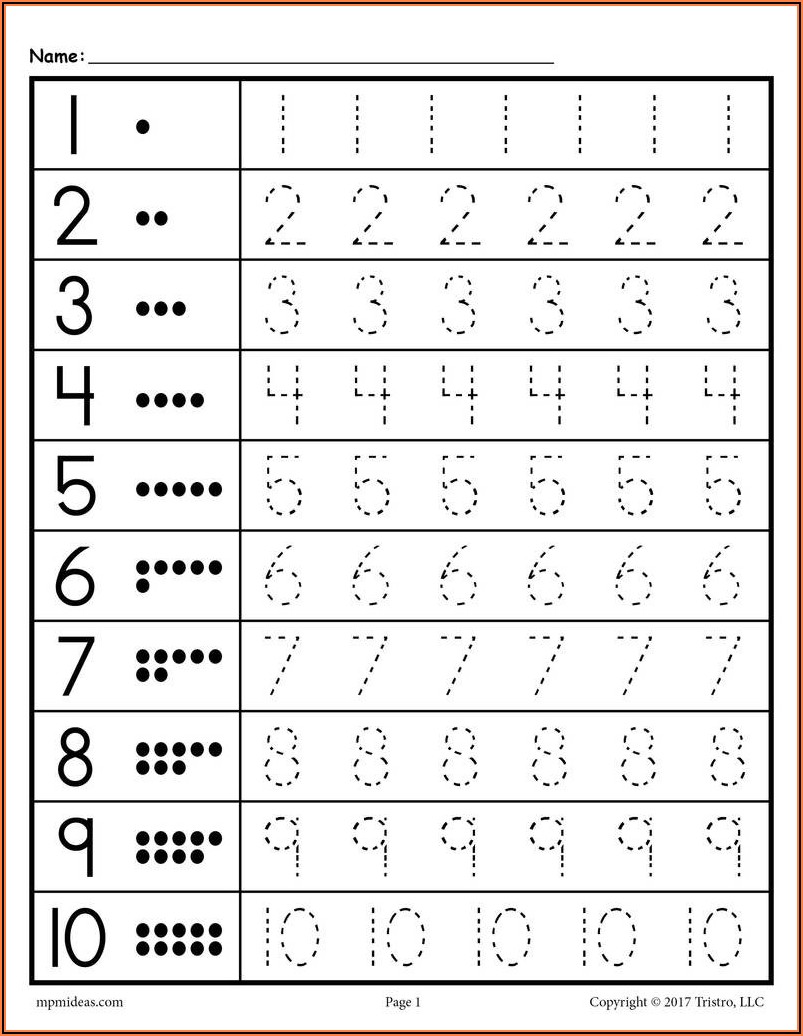 Tracing Numbers Worksheets 11 20