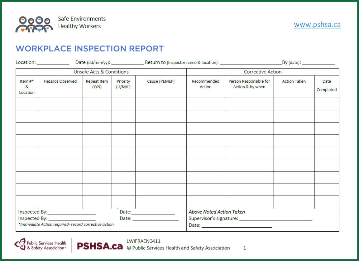 Workplace Safety Inspection Report Template
