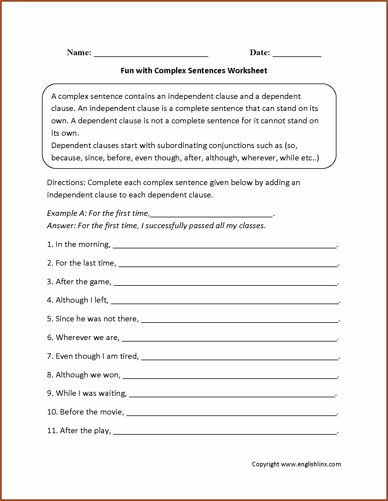 Writing Complete Sentences Worksheets 3rd Grade