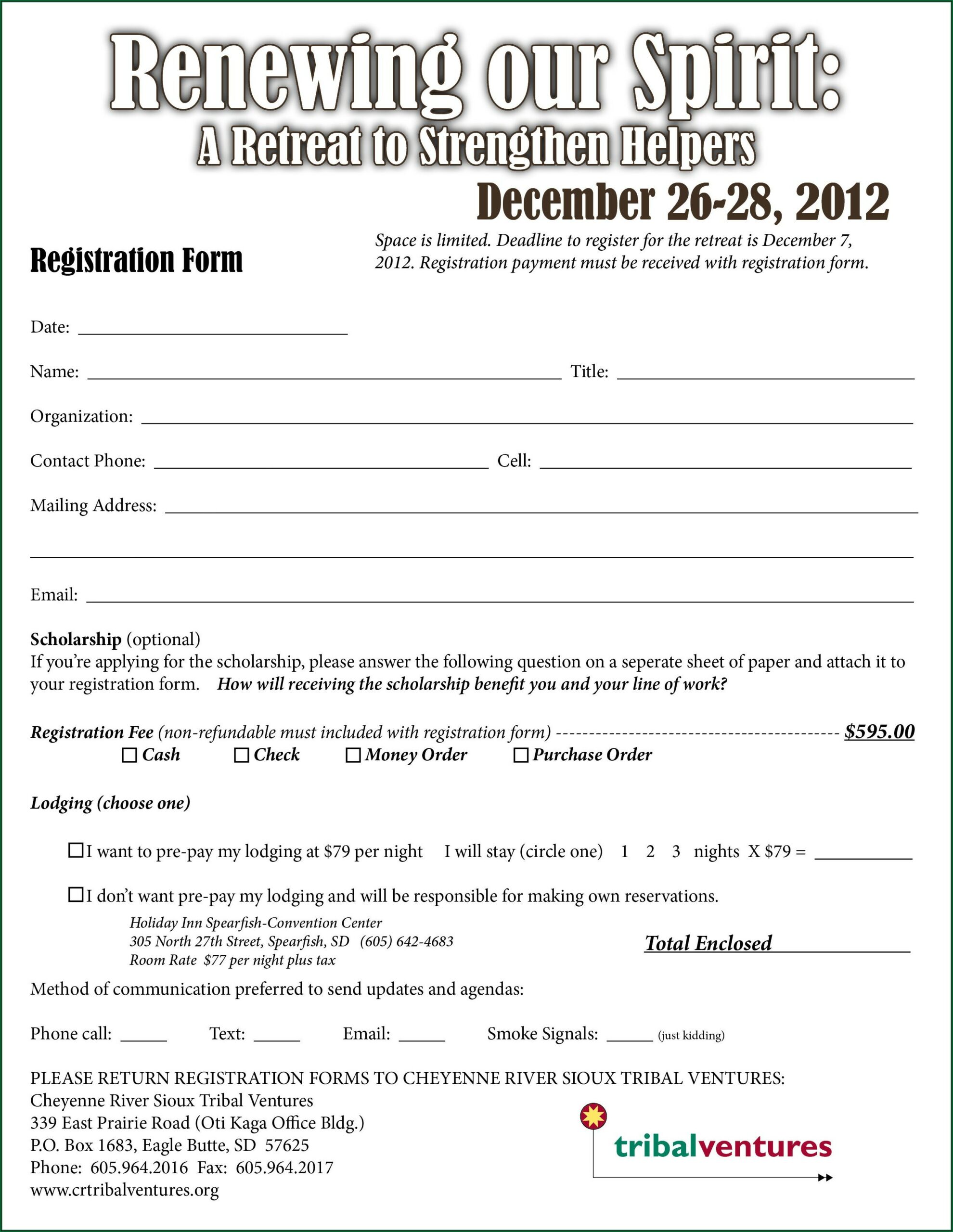 Youth Retreat Registration Form Template