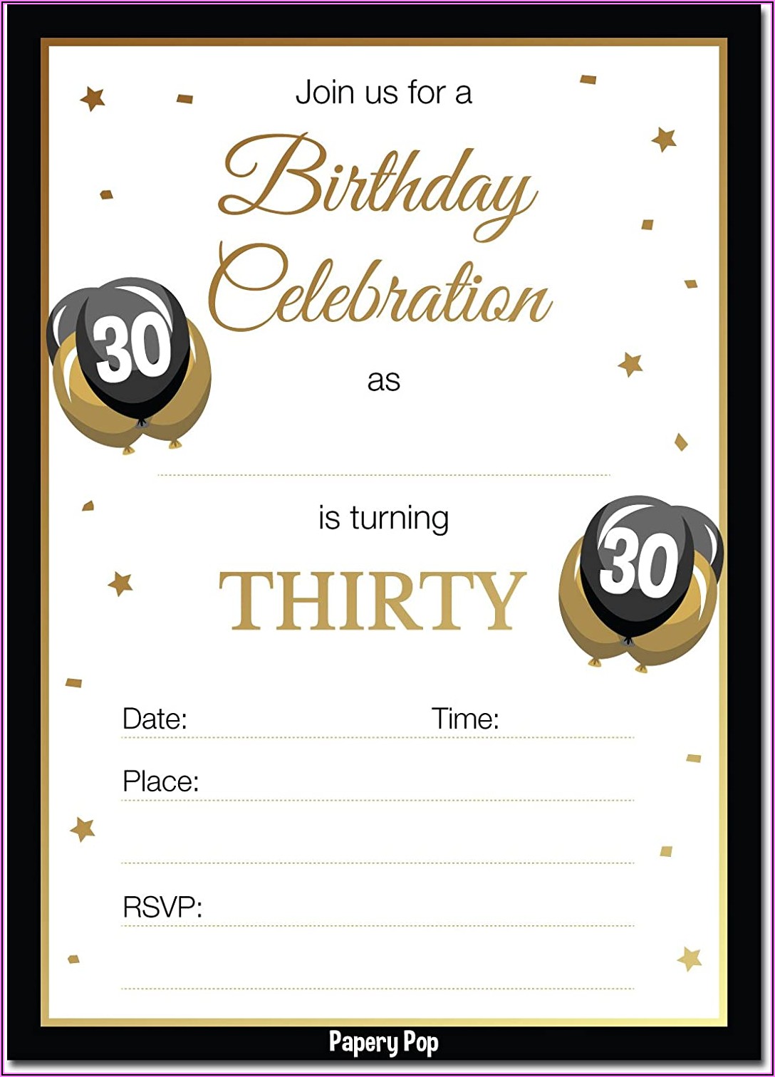 30th Birthday Invitations Male