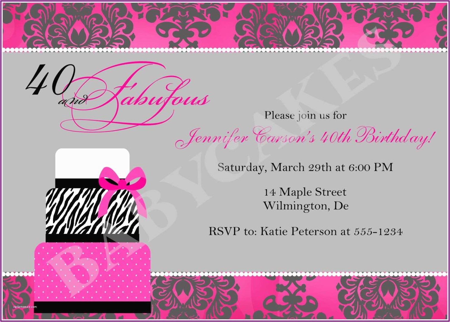 40th Surprise Birthday Invitations For Her
