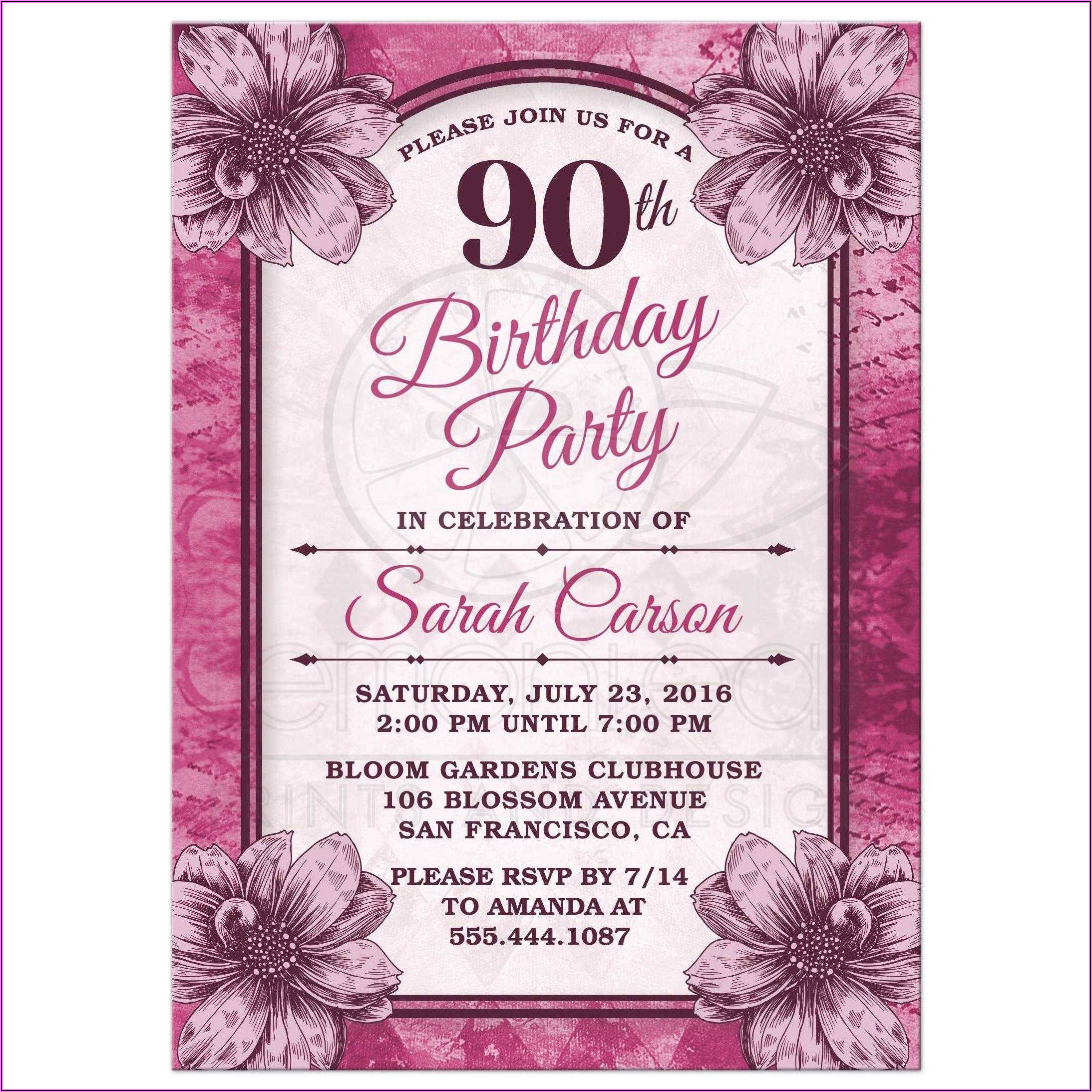 90th Birthday Party Invitations Free