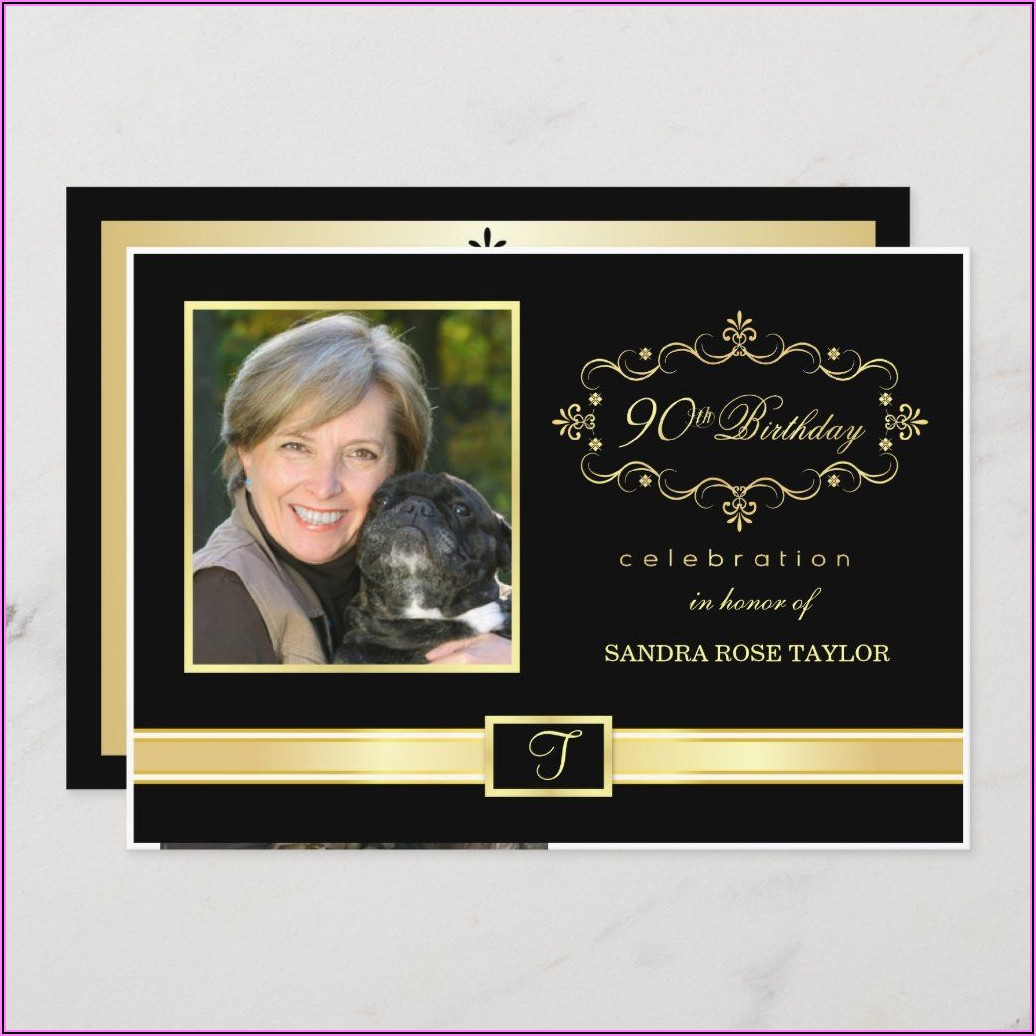 90th Birthday Party Invitations With Photo