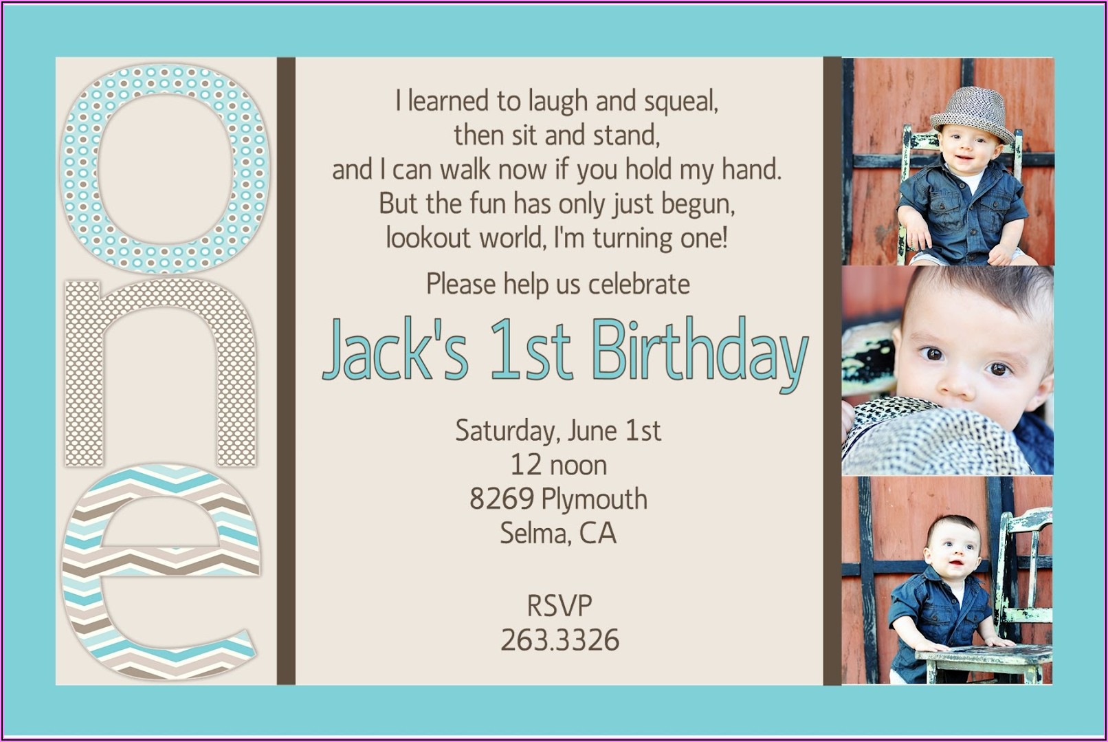 Baby Boy 1st Birthday Invitation Wording