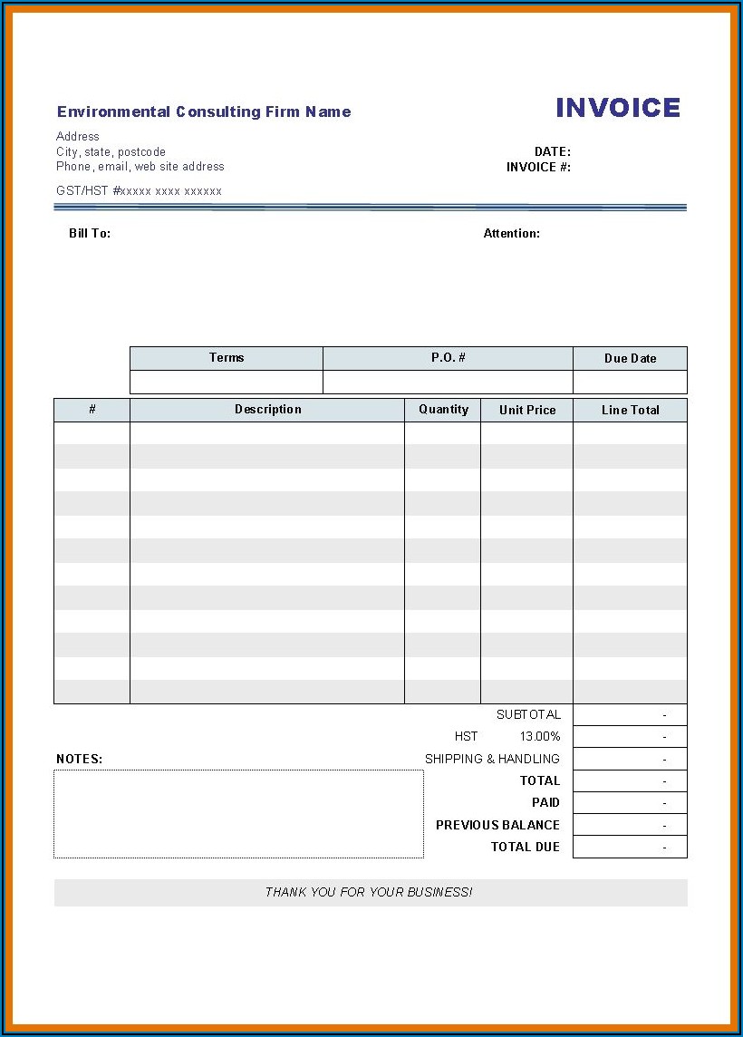 Blank Printable Invoice Template Free