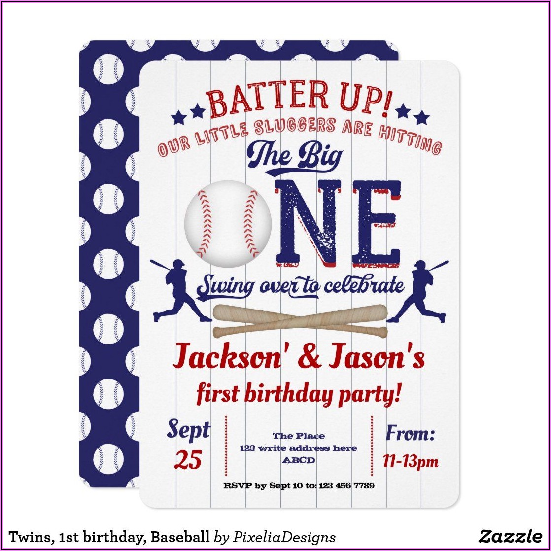 Boy 1st Birthday Baseball Invitations