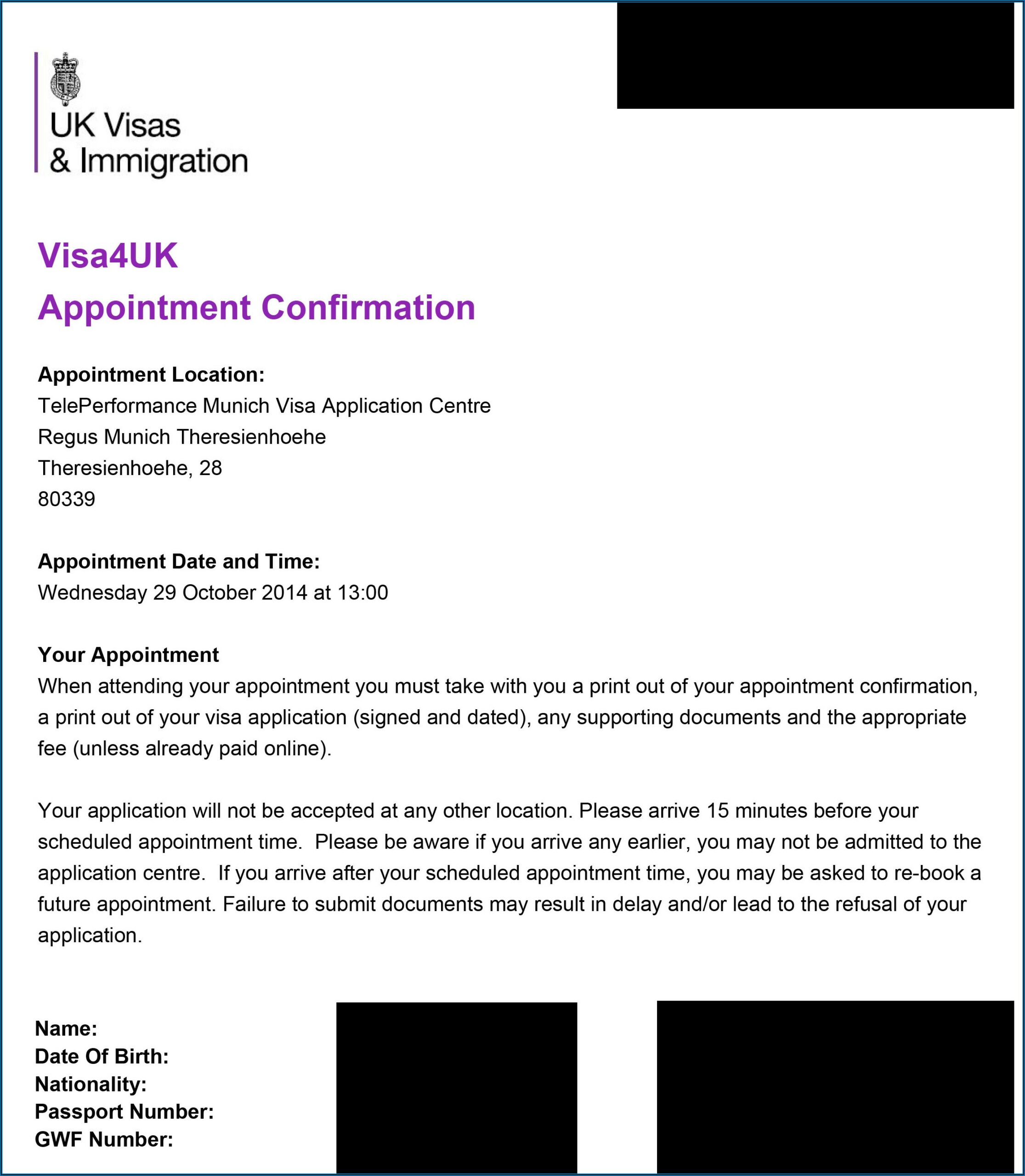 British Embassy Germany Visa Application Form