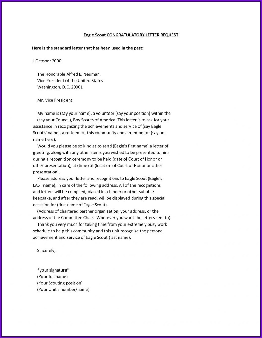 Bsa Eagle Scout Letter Of Recommendation Form