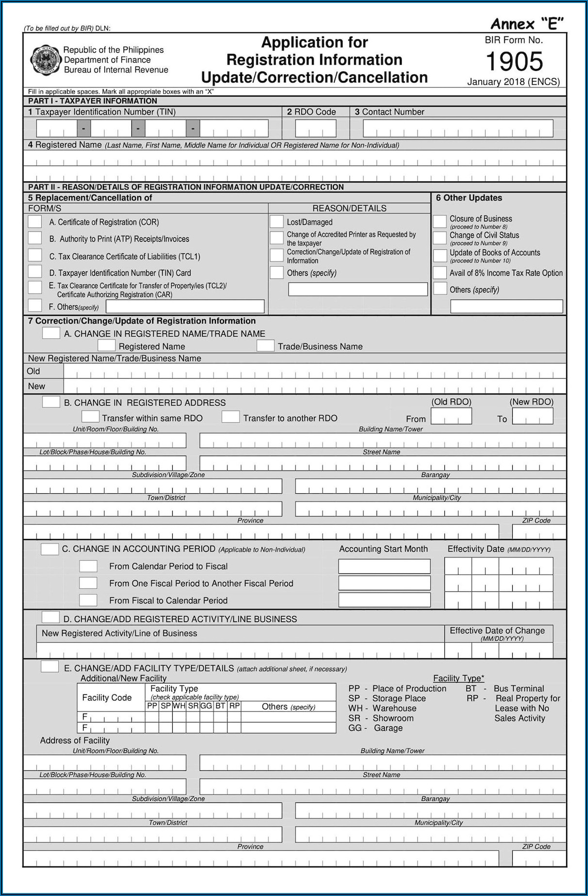 Bureau Of Internal Revenue Form 1905