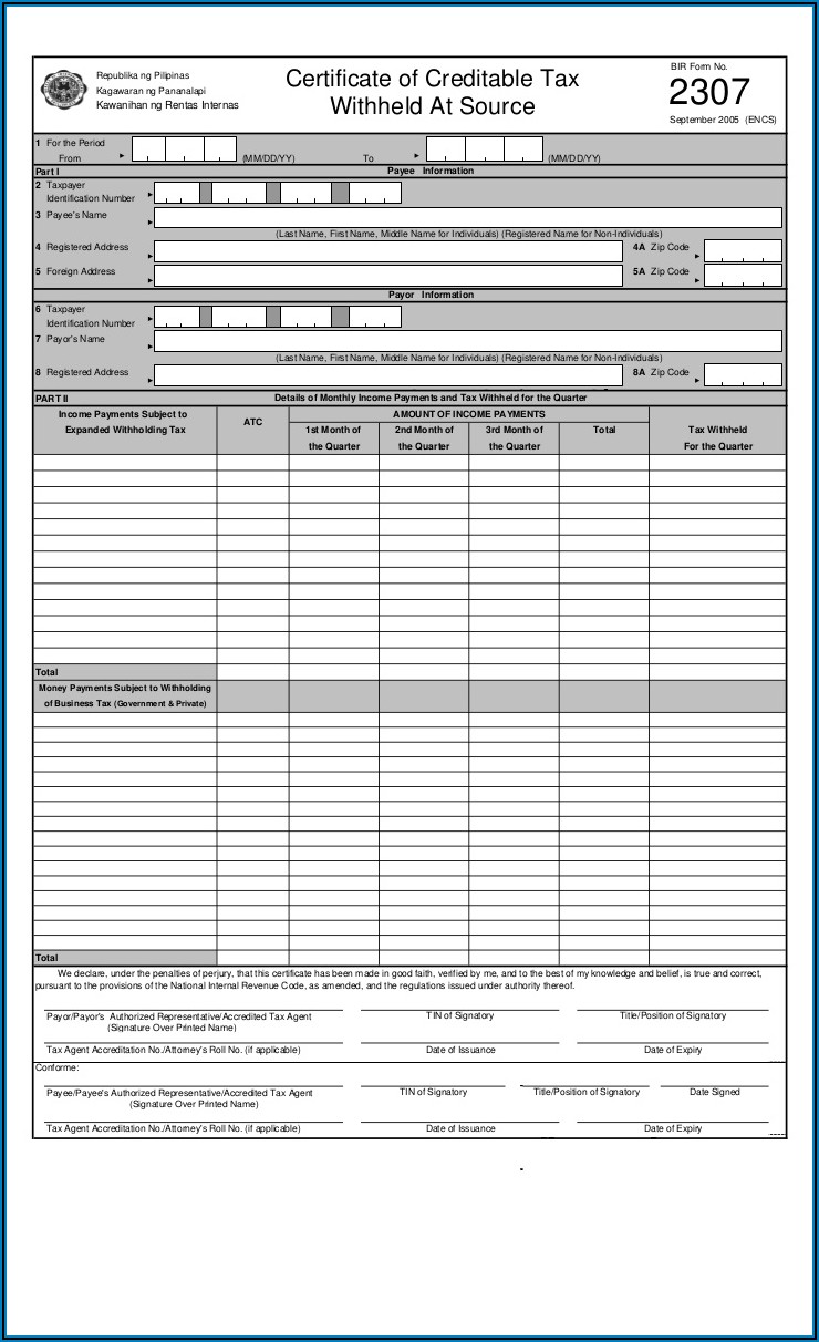 Bureau Of Internal Revenue Form 2306