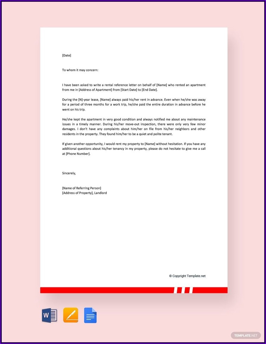 Business Reference Letter Template Word