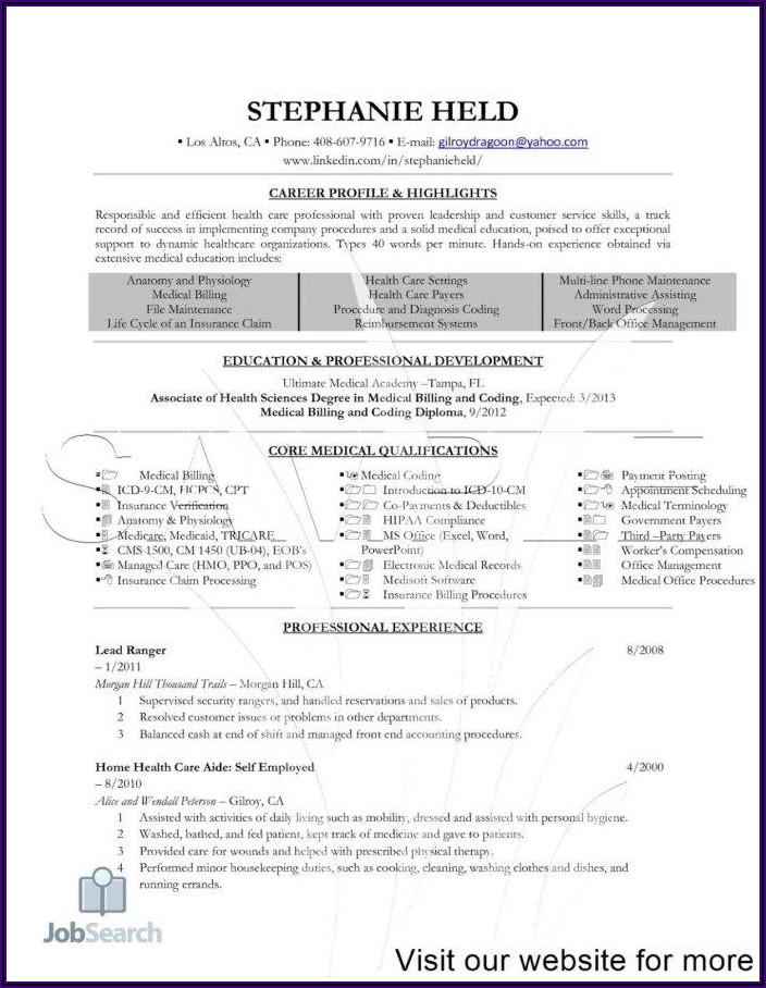 Career Objective For Medical Billing And Coding Resume