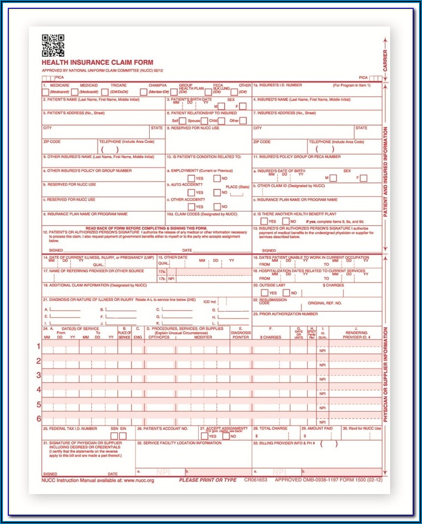 Cms Form 1500 Printable