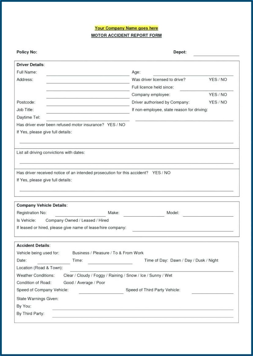 Construction Accident Report Form Template