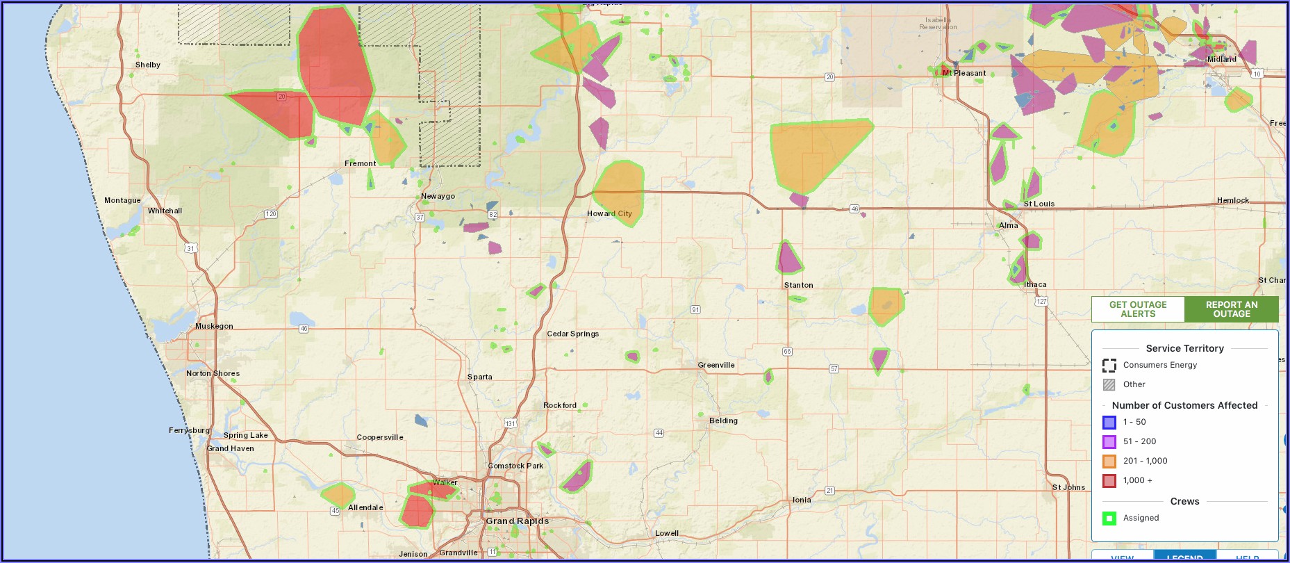 Consumers Power Outage Map Ottawa County
